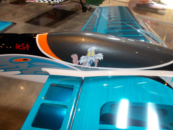 A close-up of the canopy on Jim Aron's airplane. His humor really comes out on this airplane.