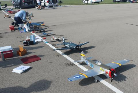 The pit area was lined up with a variety of models.