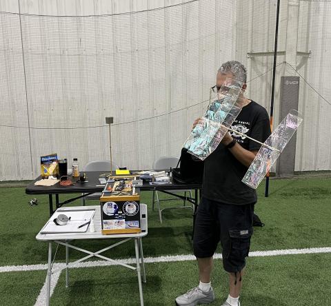 John Kagan with his Pennyplane.