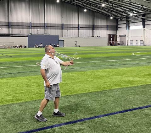 Don Slusarczyk walks out with his Hand Launched Stick.