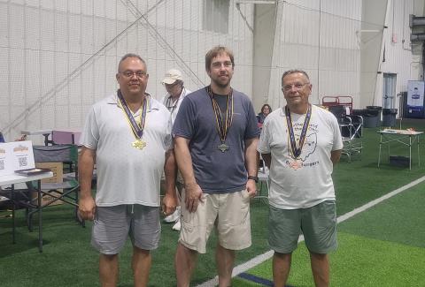 Hand Launched Stick winners (L to R), Don Slusarczyk - 1st, Nick Ray - 2nd, Tom Sova – 3rd. (Rey Mazzocco photo)