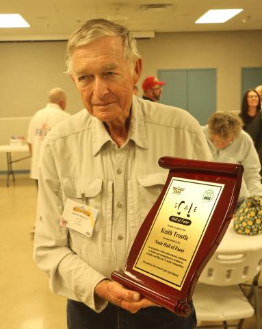 Keith Trostle with his CL Scale Hall of Fame award.