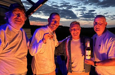 Evening happy hours in campground are almost more fun than the flying. (L to R): John Lorbiecki, Neal Menanno, David Hersuscjet. Evening happy hours in campground are almost more fun than the flying. (L to R): John Lorbiecki, Neal Menanno, David Hersuscjet.