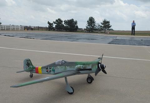 Kieth Trostle getting ready to fly his Fun Scale Fw-190 in preparation for the 2025 Nats at Area 34.