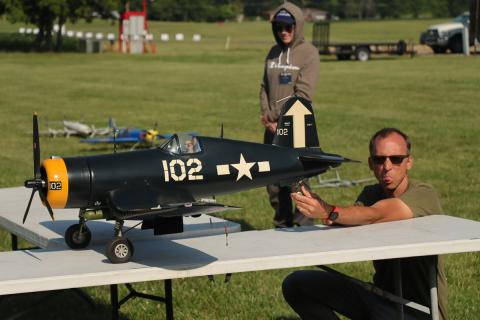 Lynn Boss with his Royal Senior F4U Corsair, which was flown in Fun Scale. This model was also flown in the 1993 Nats