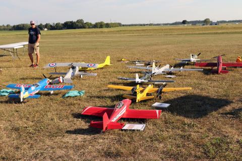 The models were lined up so people could see what people had brought.
