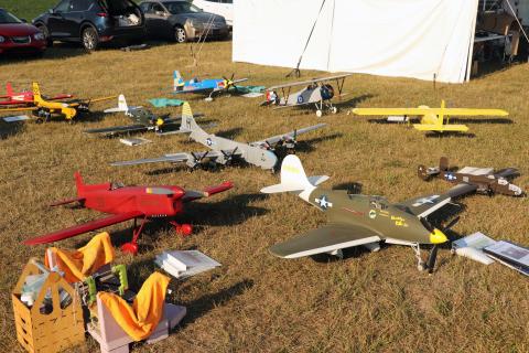 The models were lined up so people could see what people had brought.