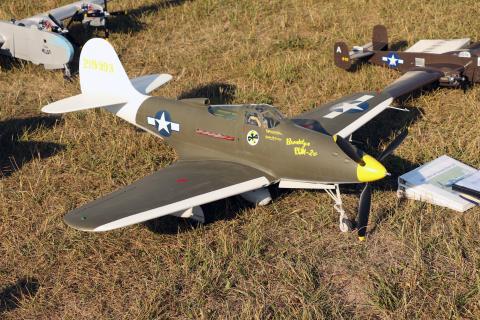 Stephen’s P-39 with electric power, air powered retracts, flaps, and a drop tank. 