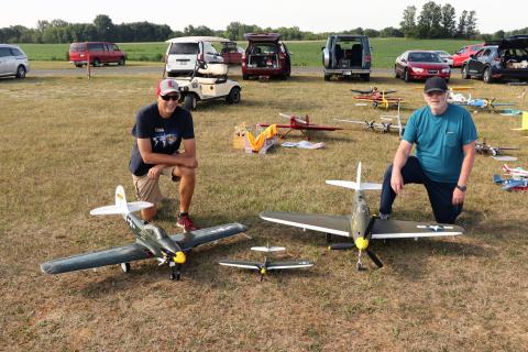 Mike McHenry on the left with his P-39 (including his 1/2A P-39) and Stephen’s P-39.