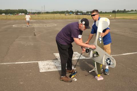 Steve getting the P-29 ready to fly.