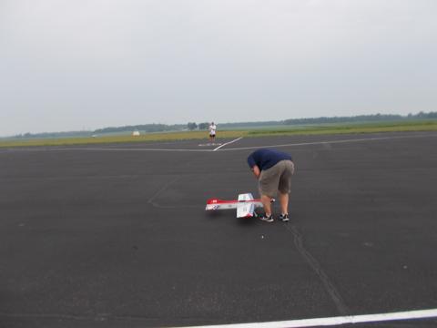 Joe Daly retrieves Steven's plane after a practice flight.