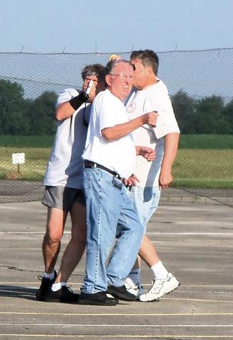 Pat Hemple, Bob Heywood, and Bill Bischoff in Sport Goodyear.