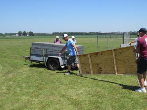 Putting the deck away.