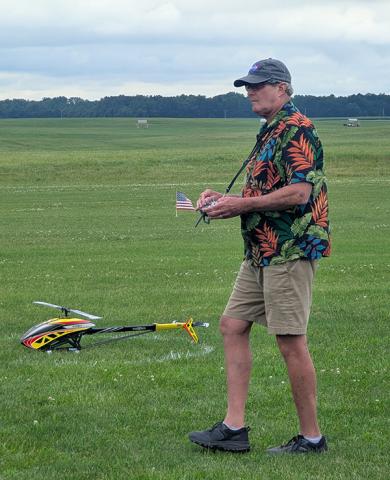 Cliff Hiatt competes in F3C with a 6S solos model helicopter.