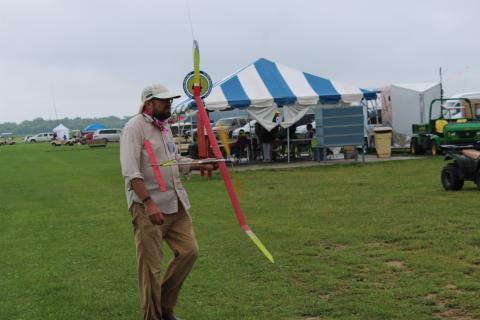 Ross Johnke avoiding the rain.