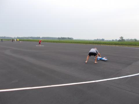Samuel Londke getting a launch from his dad.