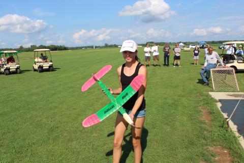 Sarah Daleicki with her Gollywock award from the Flying Aces Club.