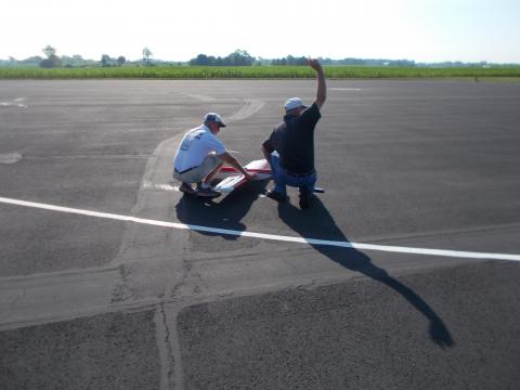 Yesterday, David Fitzgerald flew with Brett Buck launching.  Today Brett gives the signal to start while David launches.