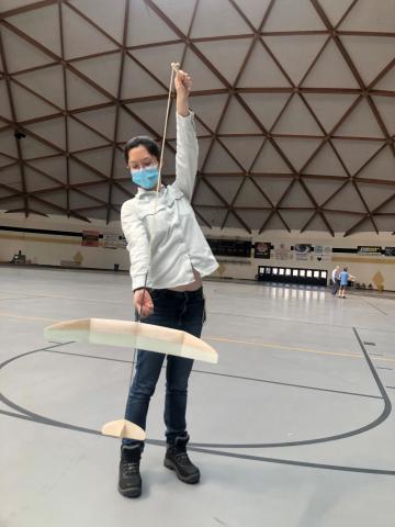 A young pilot competes in catapult launch.