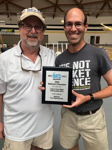 NFFS President Dave Lindley (L) present Intermediate Stick winning plaque to Josh Finn. 