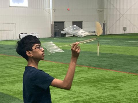 A teenager launches during Science Olympiad Day at the 2021 Nats.