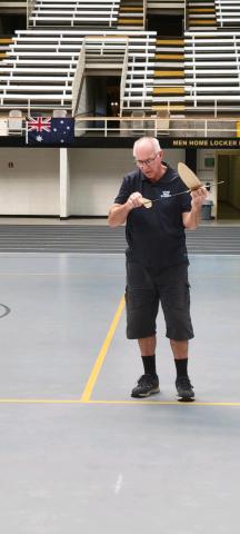 Australian glider guru Len Surtees tweaks the stabilizer on his HLG.
