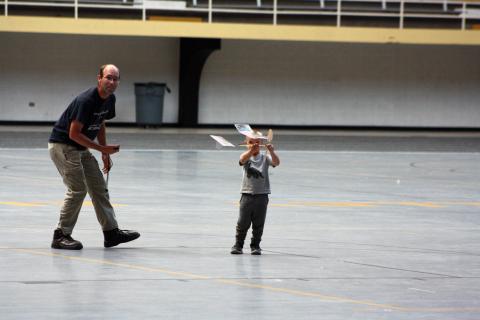 Paul Finn launches Limited Pennyplane under the watchful eye of his father Josh.